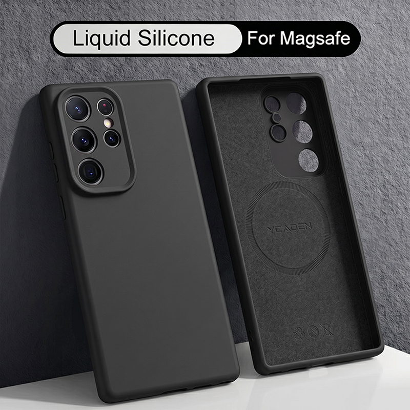 Liquid Silicone Magnetic Phone Case - غطاء سيليكون سائل ناعم لهواتف سامسونج