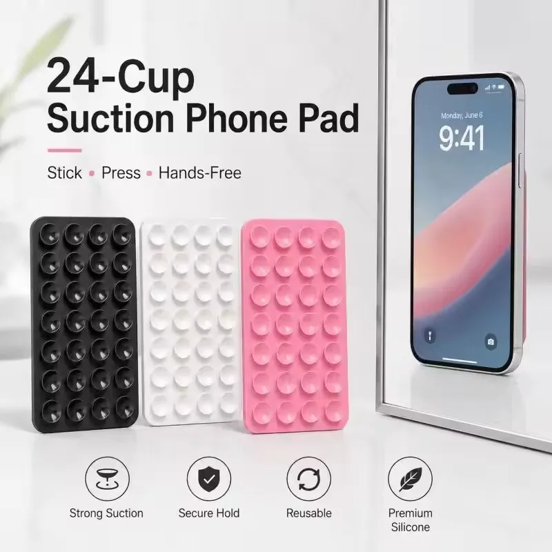 Phone Cases - حامل جداري من السيليكون بكأس شفط،