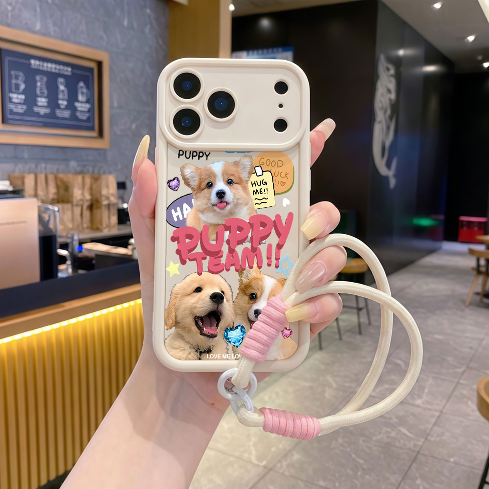 Cute Cartoon Wrist Strap Silicone Case - حافظات هواتف ناعمة مع حزام معصم