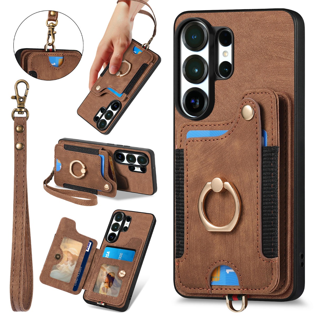Leather Wallet Card Holder Phone Cover - غطاء هاتف لسامسونج S26 ألترا S26