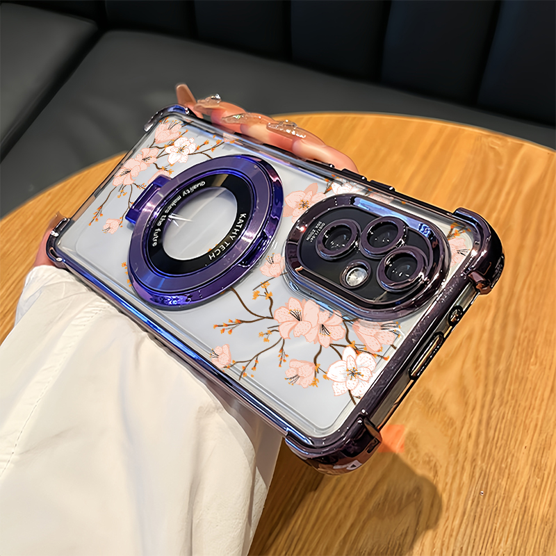 Clear Shockproof Bumper Case - غطاء هاتف مطبوع عليه زهور لهاتف