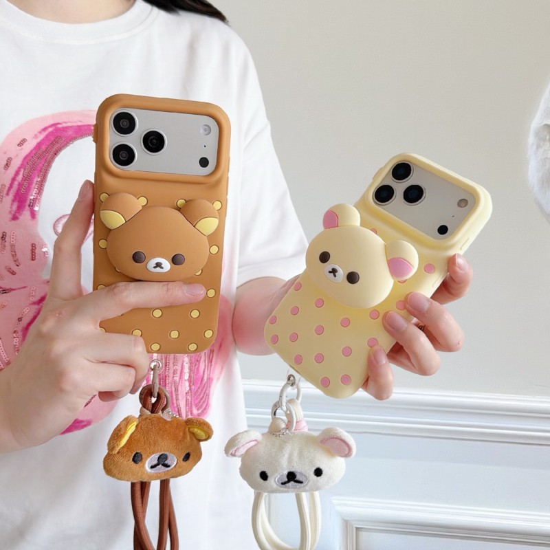 Cute Cartoon Wrist Strap Silicone Case - غطاء هاتف سيليكون ثلاثي الأبعاد بتصميم