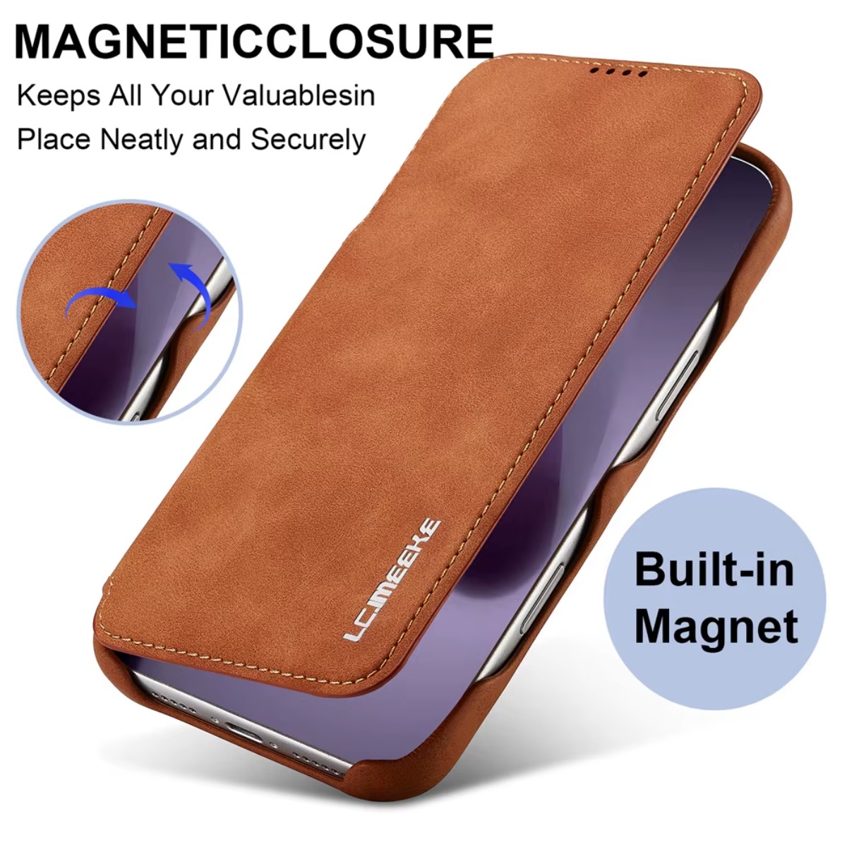 Leather Wallet Card Holder Phone Cover - محفظة جلدية غطاء الوجه المغناطيسي مع