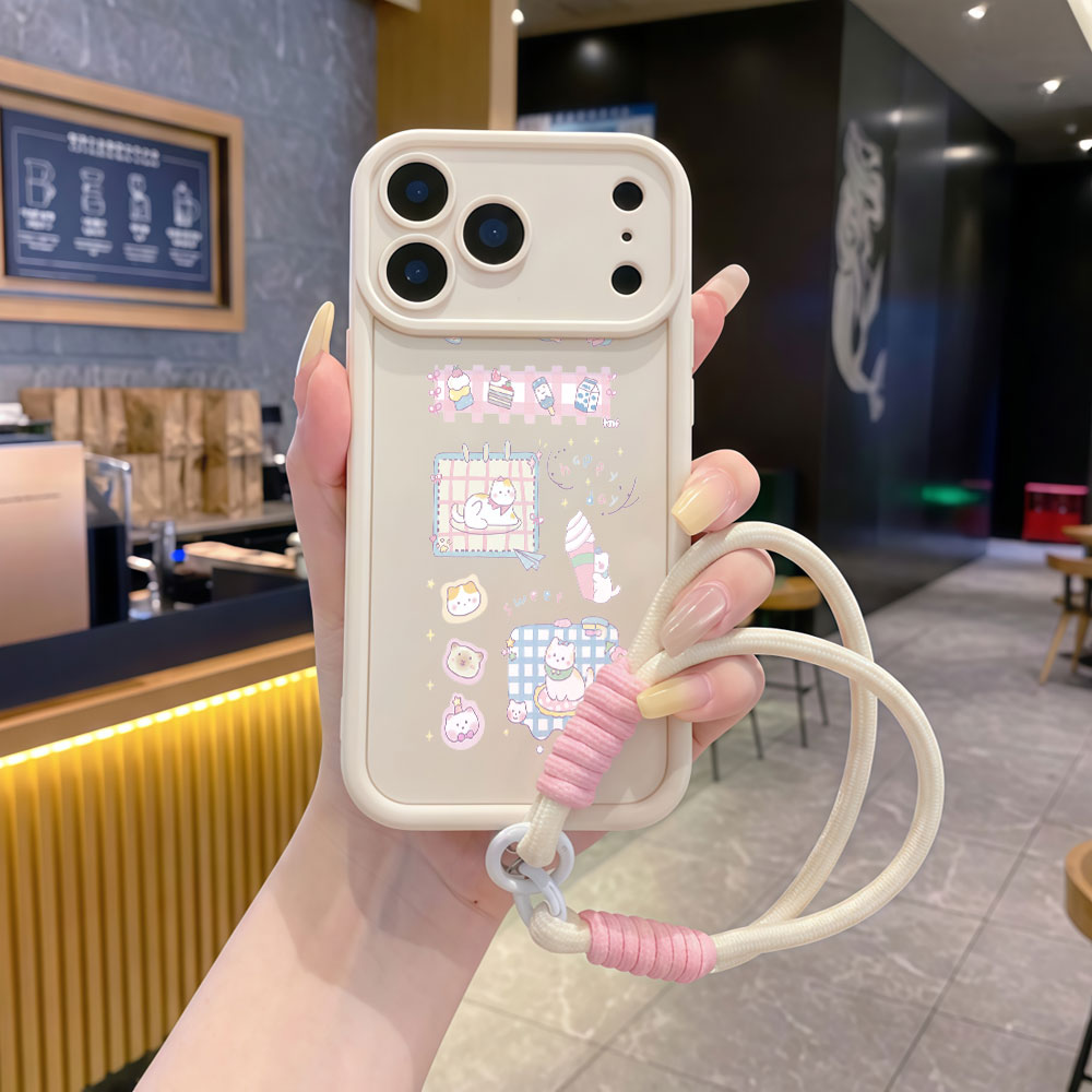 Cute Cartoon Wrist Strap Silicone Case - حافظات هواتف بحزام معصم وحبل تعليق