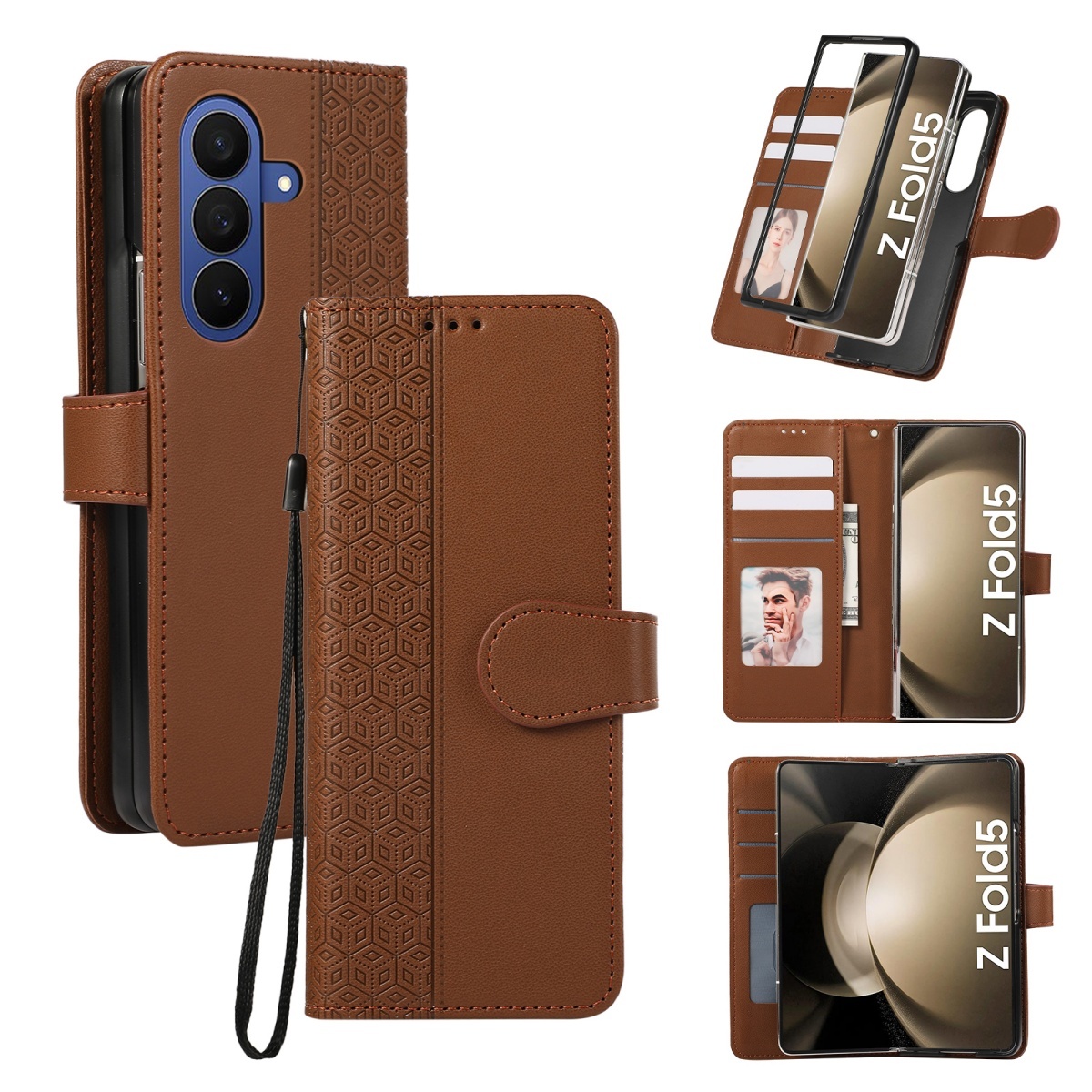 Leather Wallet Card Holder Phone Cover - حافظة هاتف جلدية قابلة للطي مع