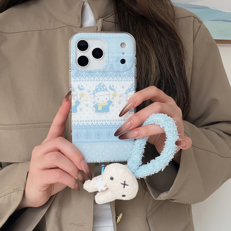 Cute Cartoon Wrist Strap Silicone Case - غطاء هاتف لطيف بتصميم ميفي ونقاط