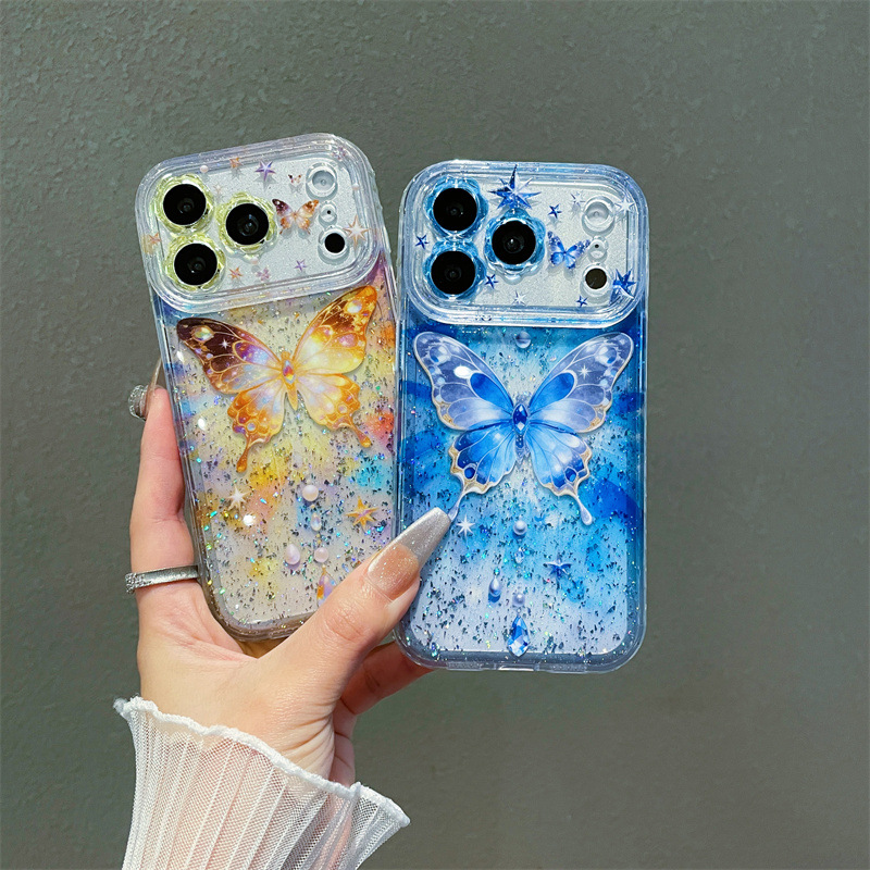 Clear Shockproof Bumper Case - غطاء هاتف فاخر مزخرف بالترتر الملون