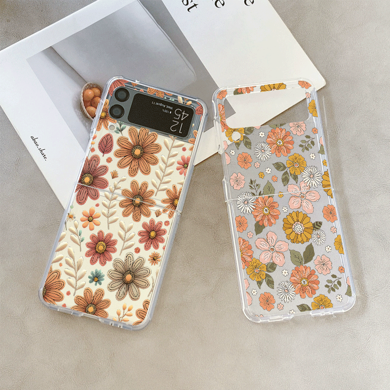 Vintage Floral Pattern Soft Case - حافظة لهاتف سامسونج جالاكسي Z Flip