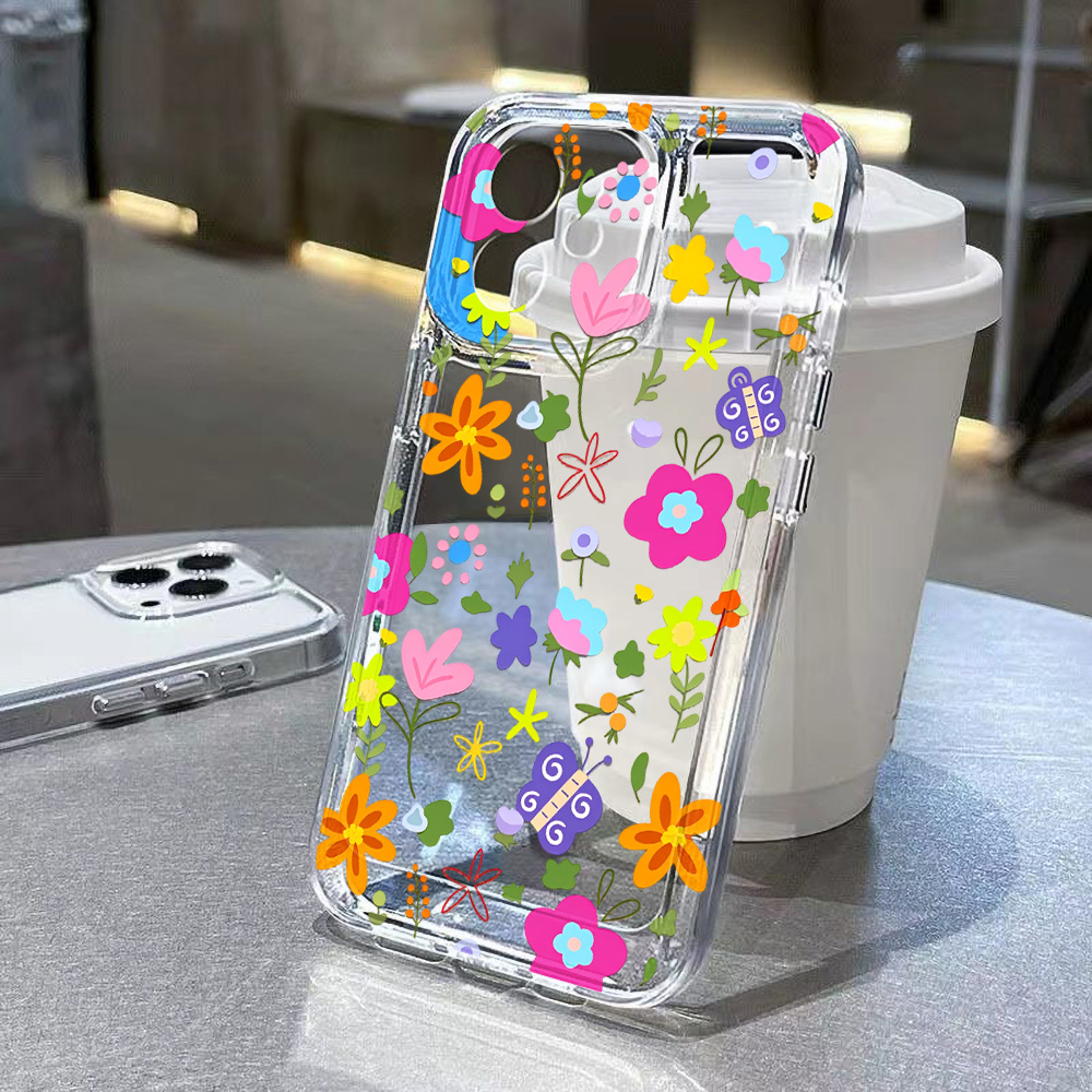 غطاء هاتف شفاف بتصميم زهور ملو - مراجعة Clear Shockproof Bumper Case وسعره