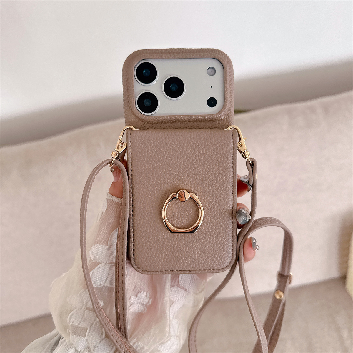 Crossbody الحبل مع حامل بطاقة  - مراجعة Leather Wallet Card Holder Phone Cover وسعره