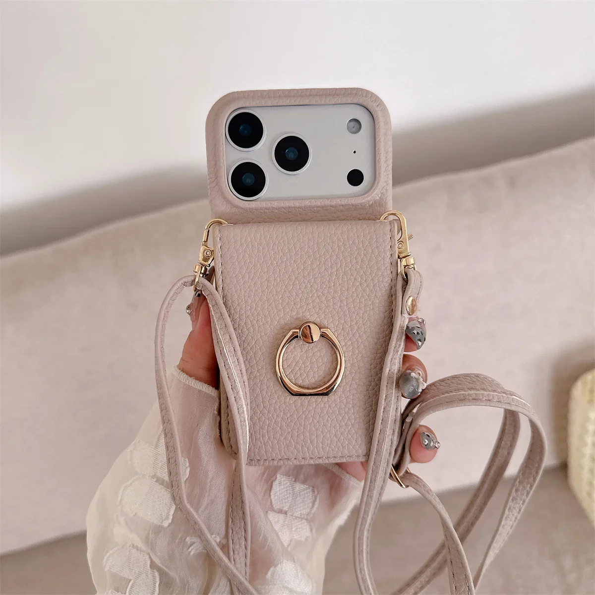 Crossbody الحبل مع حامل بطاقة  - مراجعة Leather Wallet Card Holder Phone Cover وسعره