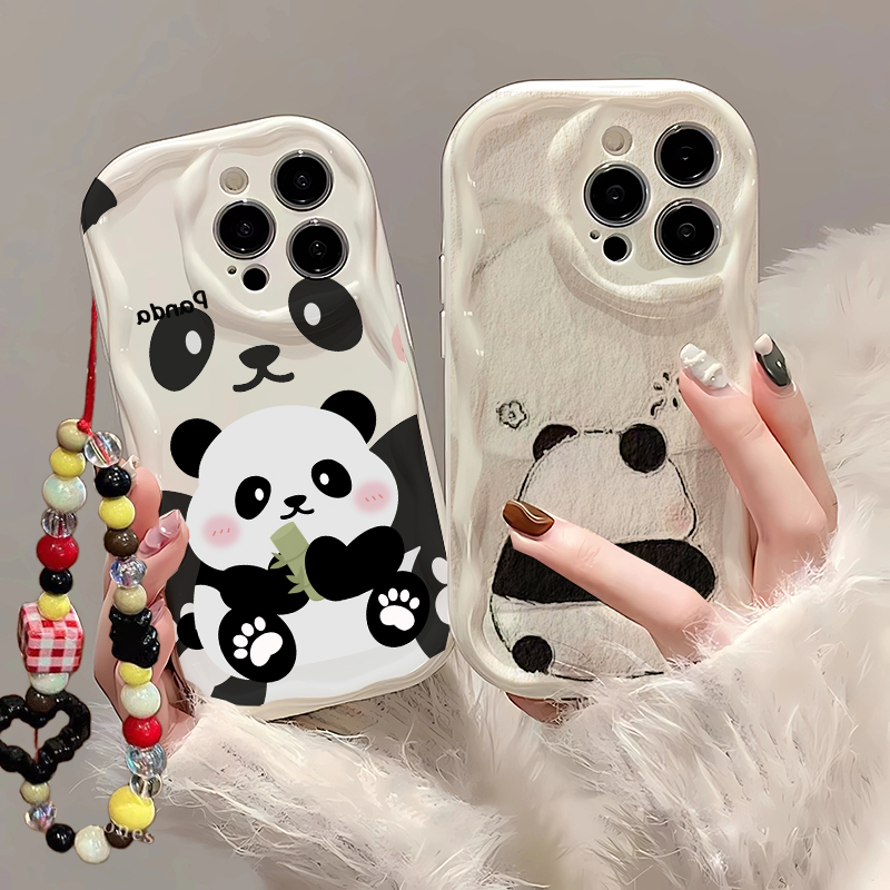 لطيف الباندا شريط للرسغ الحال  - مراجعة Cute Cartoon Wrist Strap Silicone Case وسعره