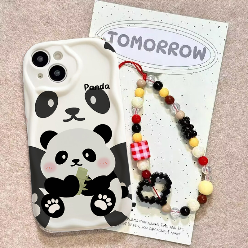 لطيف الباندا شريط للرسغ الحال  - مراجعة Cute Cartoon Wrist Strap Silicone Case وسعره