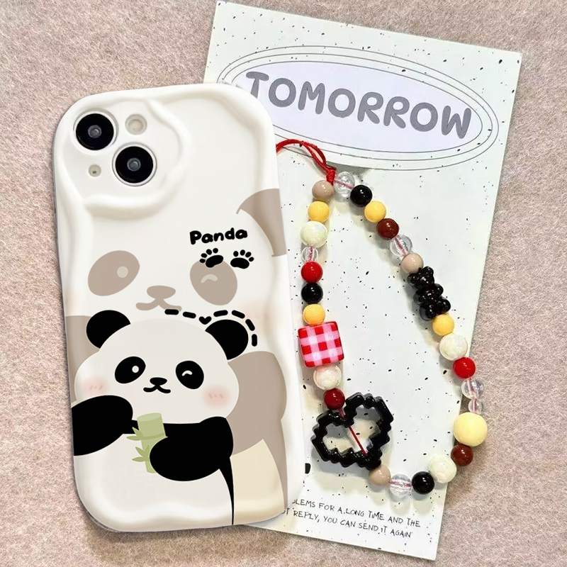 لطيف الباندا شريط للرسغ الحال  - مراجعة Cute Cartoon Wrist Strap Silicone Case وسعره
