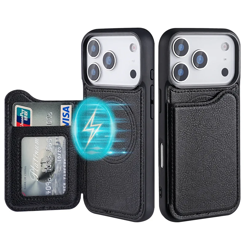 ل Magsafe المغناطيسي محفظة جلد - مراجعة Leather Wallet Card Holder Phone Cover وسعره