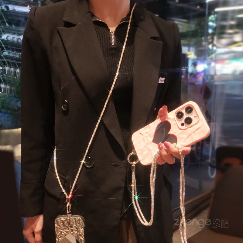 Crossbody كامل الماس سلسلة الإ - مراجعة Crossbody Lanyard Neck Strap Case وسعره