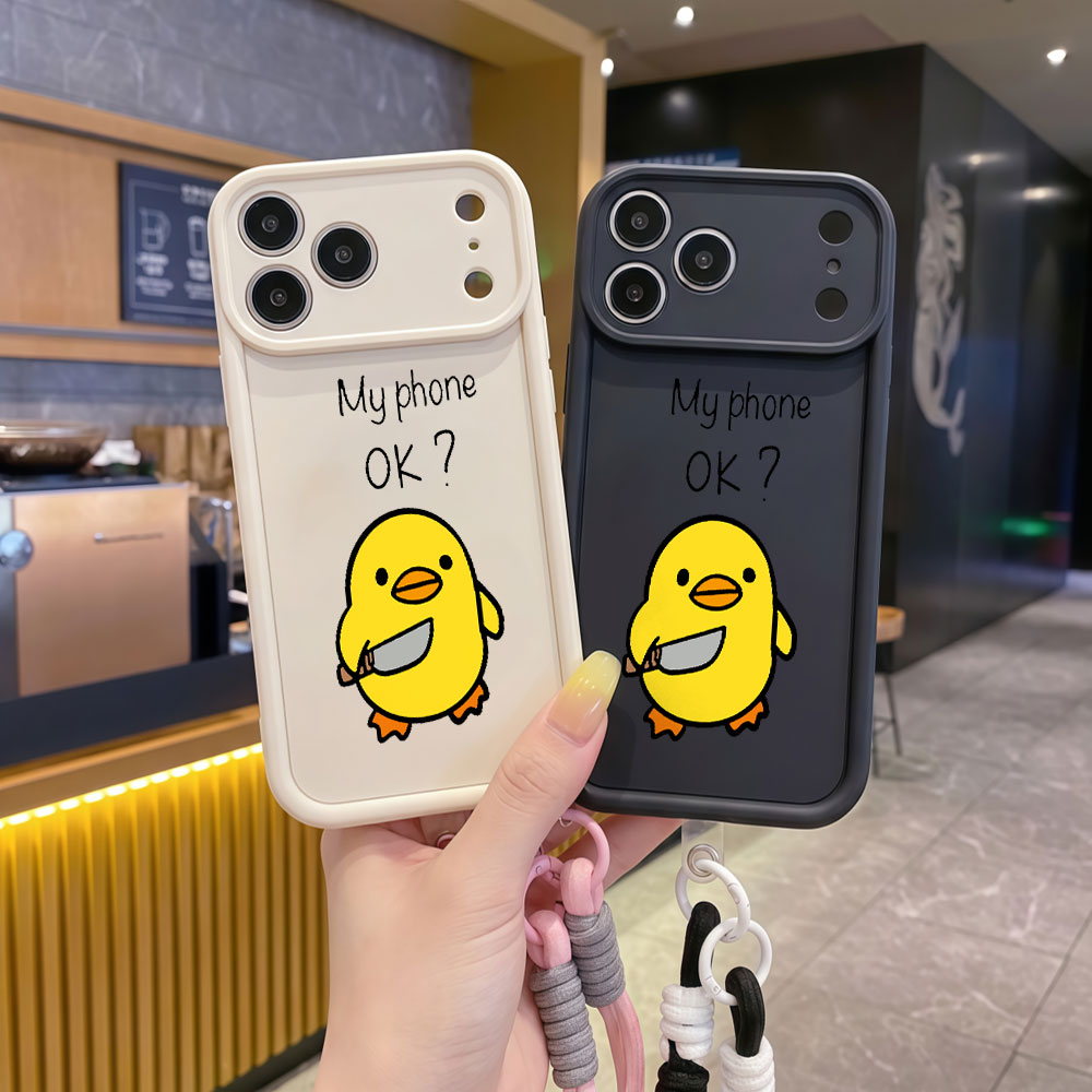 جراب هاتف لطيف بتصميم بطة كرتو - مراجعة Cute Cartoon Wrist Strap Silicone Case وسعره