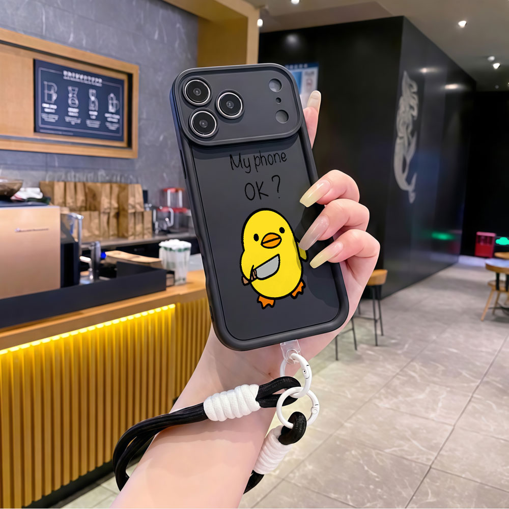 جراب هاتف لطيف بتصميم بطة كرتو - مراجعة Cute Cartoon Wrist Strap Silicone Case وسعره