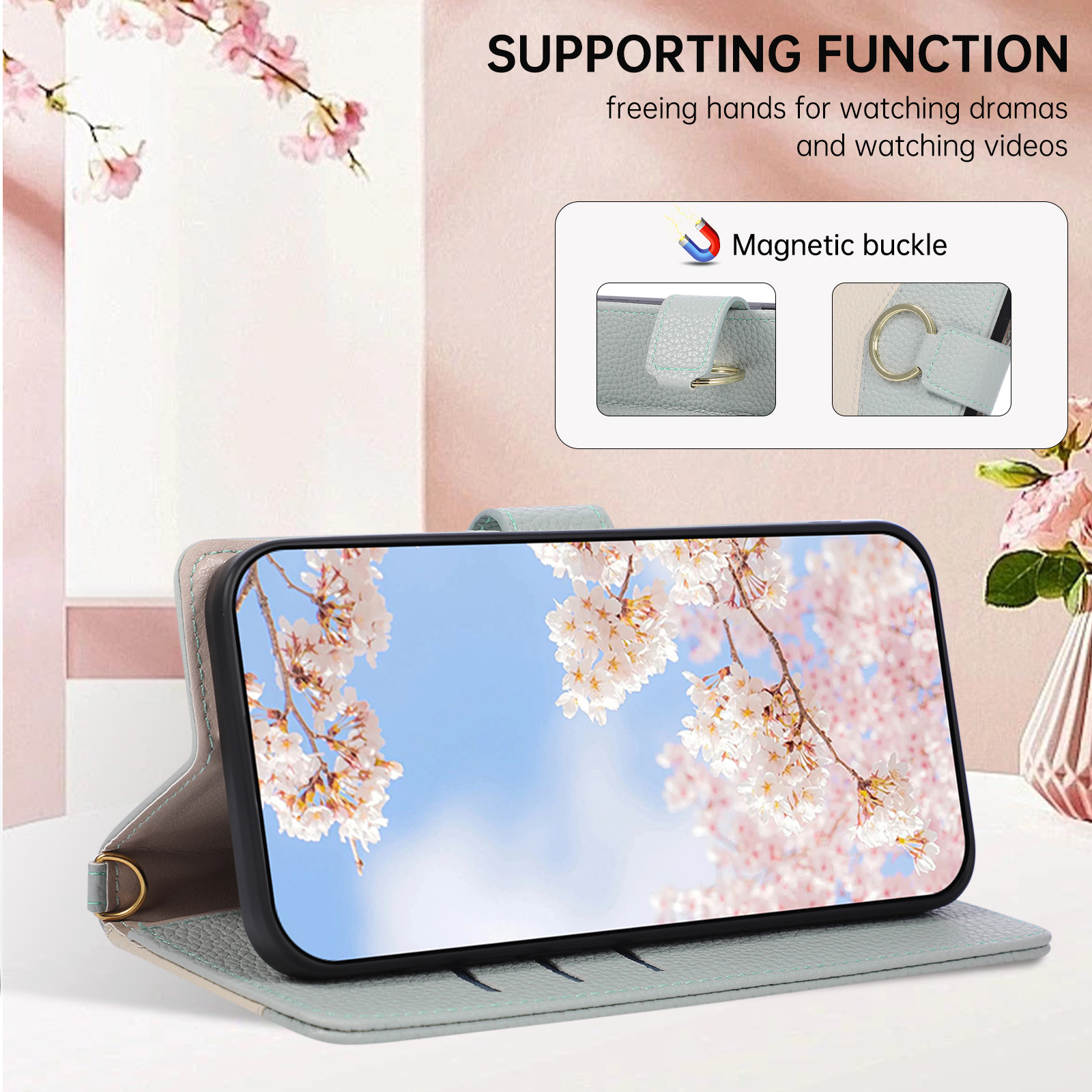 حافظة هاتف جلدية بحزام طويل قا - مراجعة Leather Wallet Card Holder Phone Cover وسعره