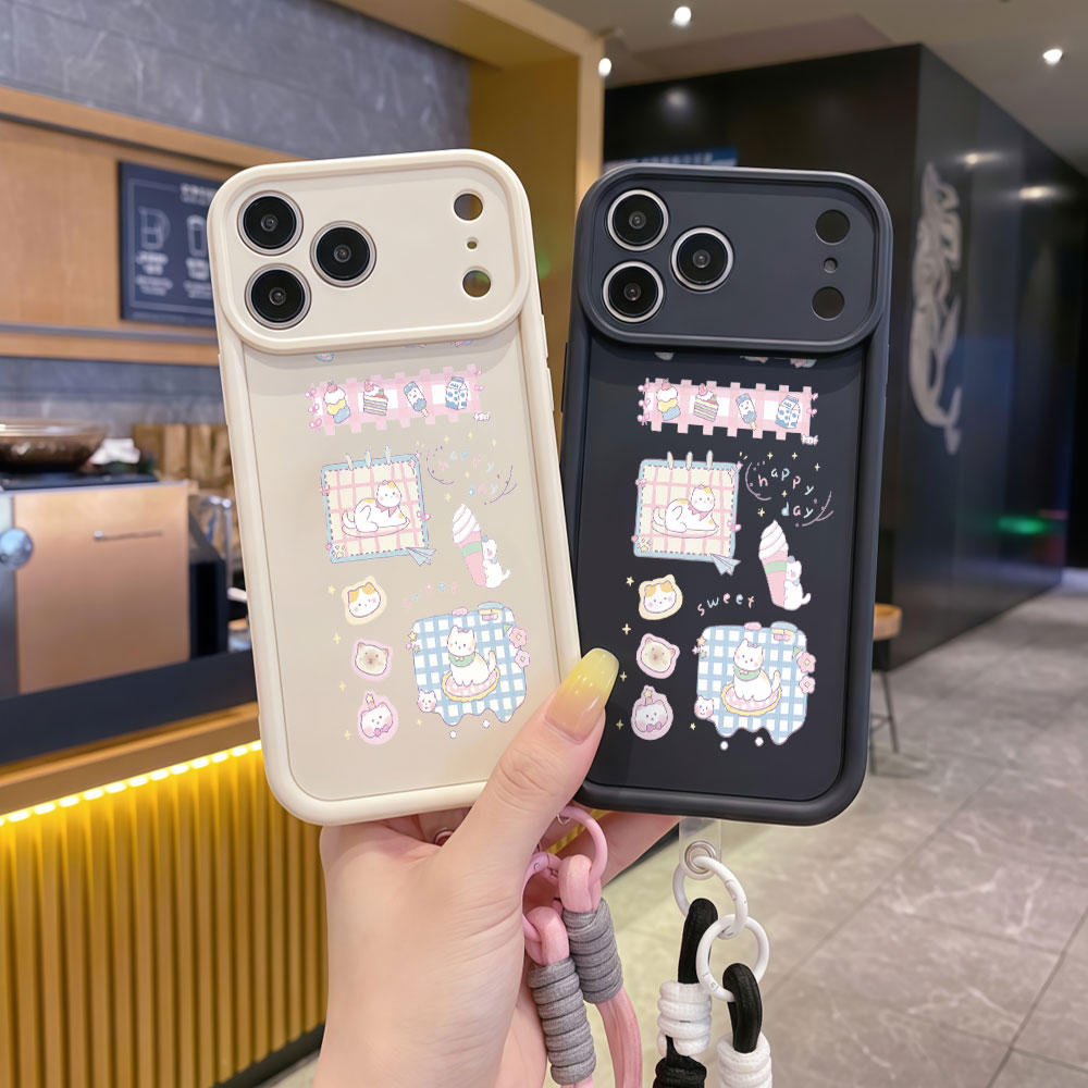 حافظات هواتف بحزام معصم وحبل ت - مراجعة Cute Cartoon Wrist Strap Silicone Case وسعره