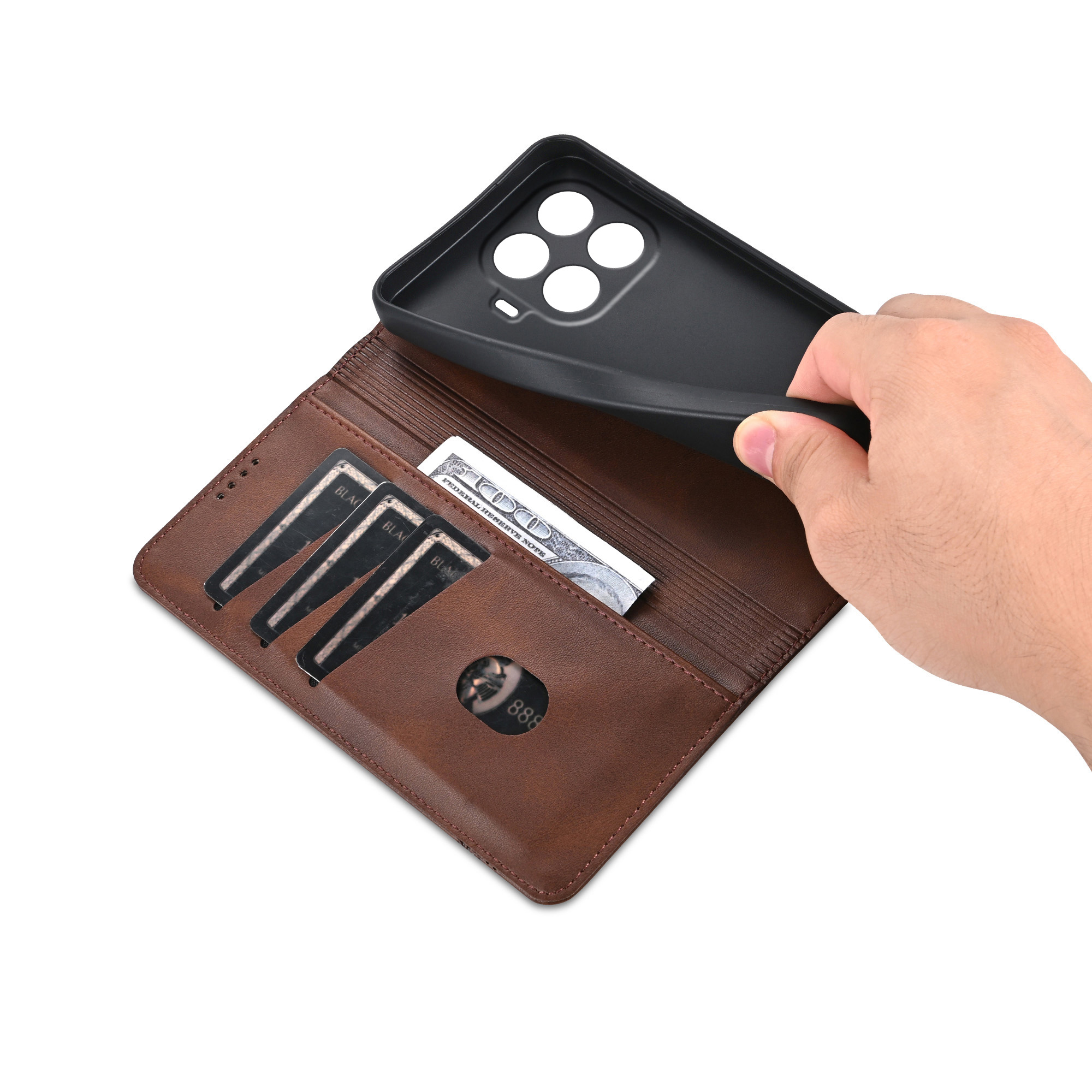 حافظة هاتف جلدية قابلة للطي لل - مراجعة Leather Wallet Card Holder Phone Cover وسعره