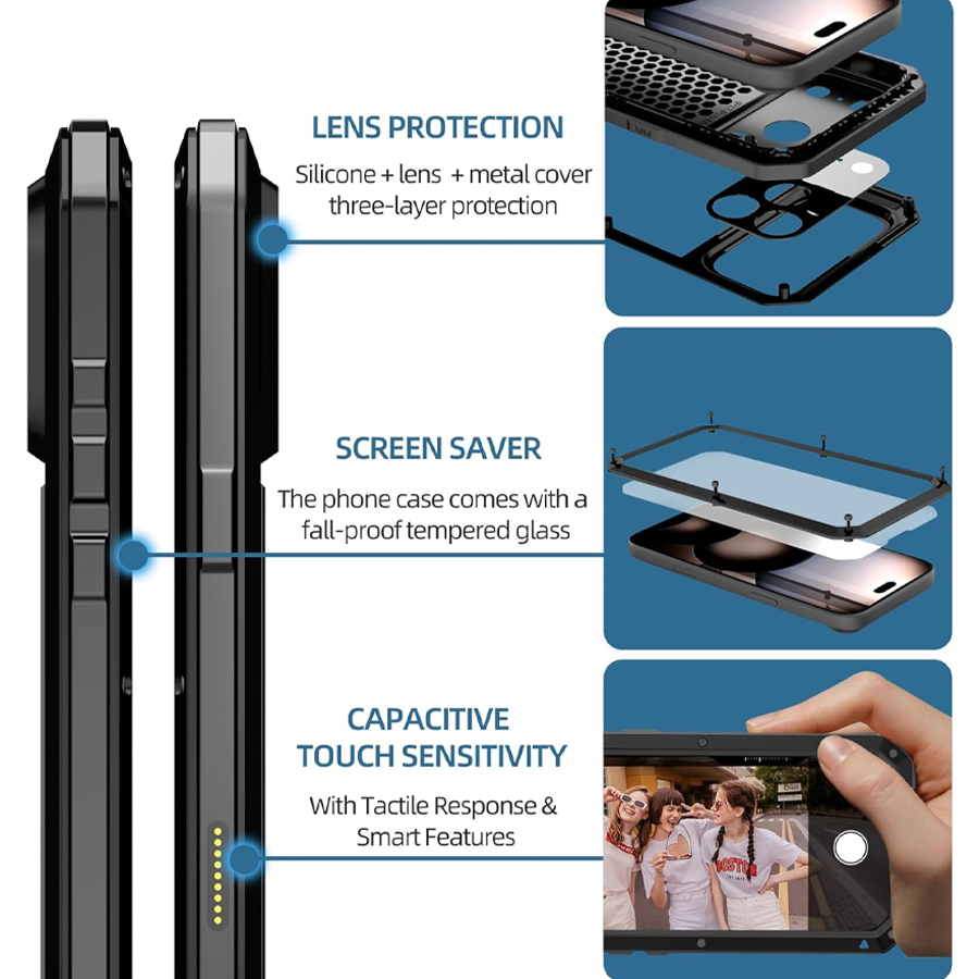 غطاء هاتف معدني متين مع واقي ش - مراجعة Heavy Duty 360 Full Body Protective Case وسعره
